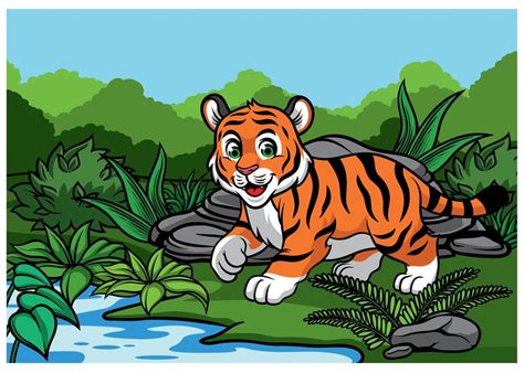 young tiger in the jungle 21692774 Vector Art at Vecteezy