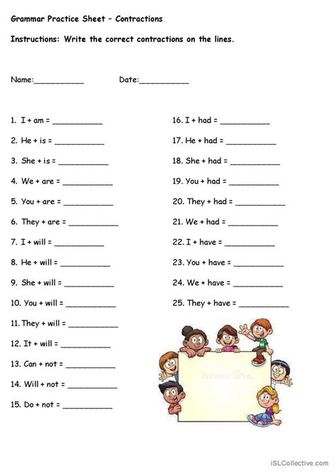 Contractions English Esl Worksheets Pdf And Doc