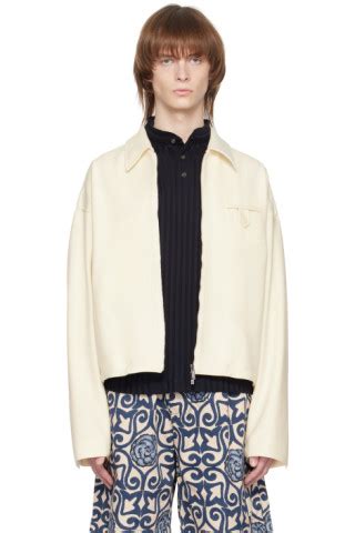 Off-White Embroidered Jacket by Emporio Armani on Sale