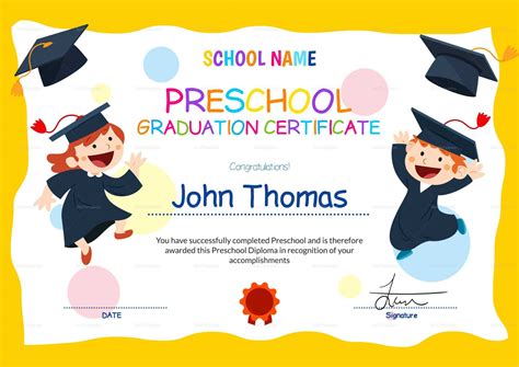 Preschool Graduation Certificate Template Free