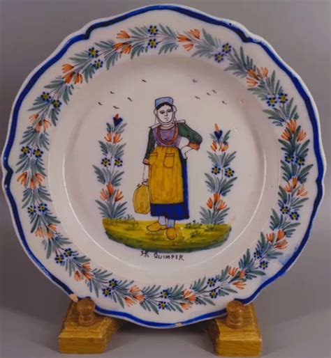 Assiette Antique En Fa Ence Femme Henriot Riou Bretonne Fabriqu E