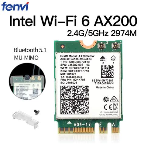 Dual Band 2400mbps Wireless Wi Fi 6 For Intel Ax201 Bluetooth 50 Ngff Key E Cnvio 2 Wifi Card