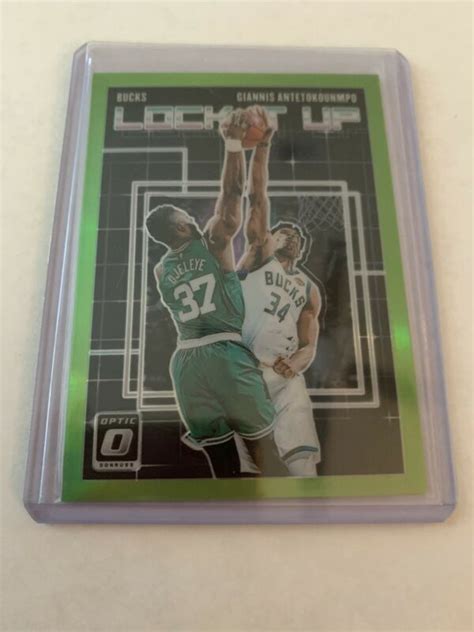 2018 19 Panini Optic Giannis Antetokounmpo Lock It Up Green Bucks 149