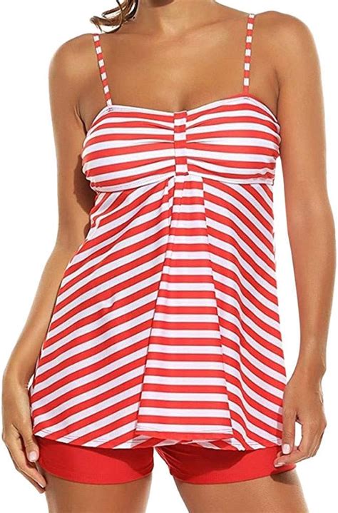 Kobay Vrouwen Bikini Sets Dames Tankini Set Sexy Strand Gestreepte Print Tankini STKS Zwemmen