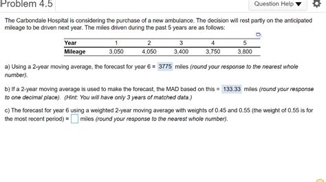 Solved Problem 45 Question Help The Carbondale Hospital Is