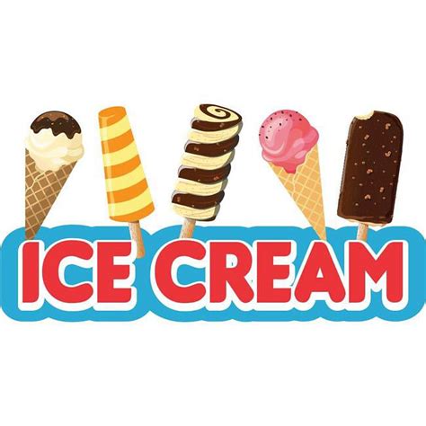 SignMission 12 In Ice Cream 2 Concession Decal Sign With Cart Trailer