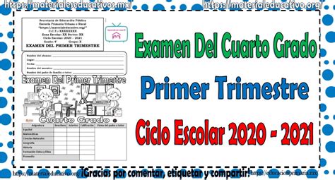 Examen Trimestral Bloque Cuarto Grado Ciclo Escolar