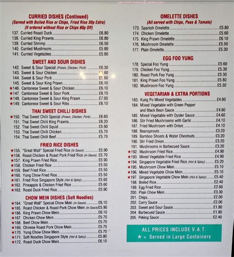 Menu At Great Wall Restaurant Lydney