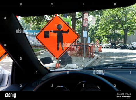 Road Work Ahead Sign Usa Stock Photo Alamy