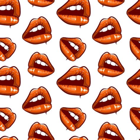 Premium Vector Smile Red Lips Seamless Pattern