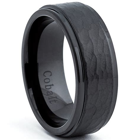 Ringwright Co Black Cobalt Mens Hammered Wedding Band Ring Comfort Fit 8mm Sizes 7 To 12