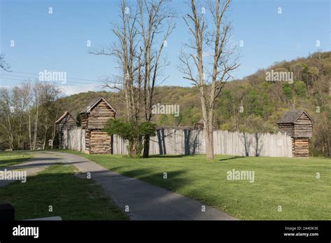 The reconstructed fort at Prickett's Fort State Park, a 22-acre West ...