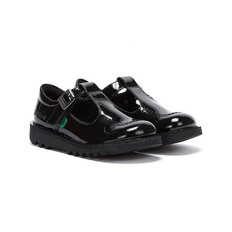 Kickers Junior Black Kick T Bar Patent Leather Shoes Tower London