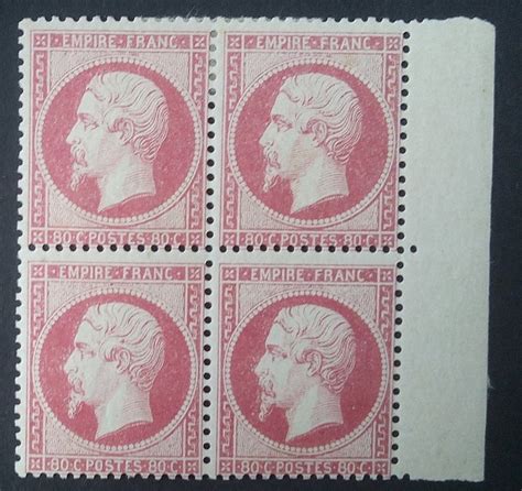 France 1862 Napoléon III 80 c rose Bloc de 4 signés Catawiki