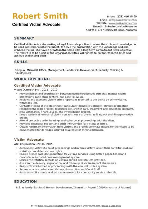 10 Victim Advocate Resume Samples And Templates For 2025