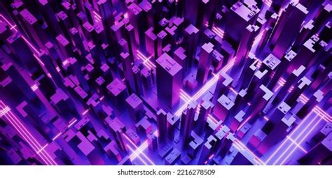 메타버스의 네온 시티 3d 렌더링 스톡 일러스트 2216278509 Shutterstock