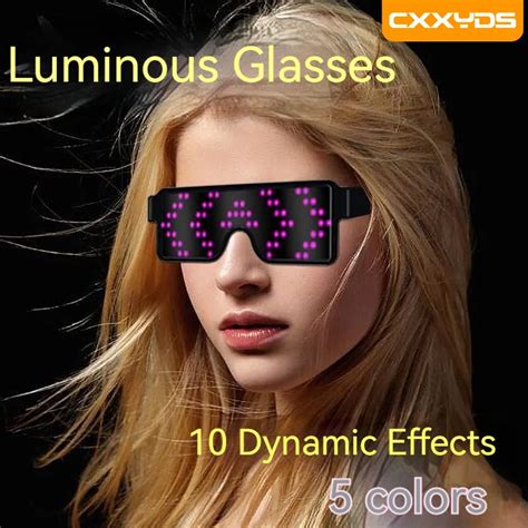 Led Luminous Glasses Factory Direct Supply 10 Kinds Of Dynamic Patterns Bar Dance Christmas