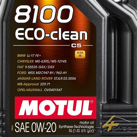 5 L LITER MOTUL 8100 ECO CLEAN 0W20 MOTOR ÖL ACEA C5 C6 MOTOREN ÖL ÖL