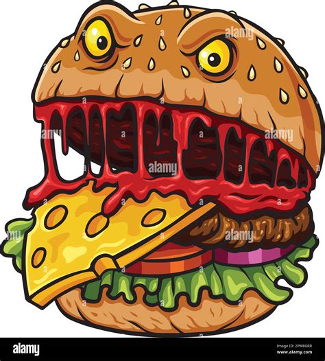 Monster Burger Cartoon Mascot Character Stock Vector Image And Art Alamy