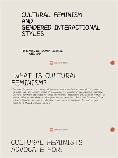 I Am Sharing Cultural Feminism And Gendered Interactional Style With