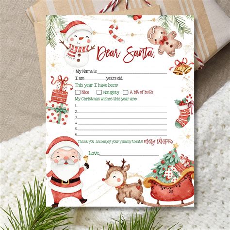 Letter To Santa Printable Easy To Print Letter To Santa Letter Instant