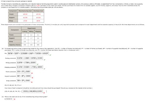 Solved A Linear Programming Computer Package Is Needed Chegg