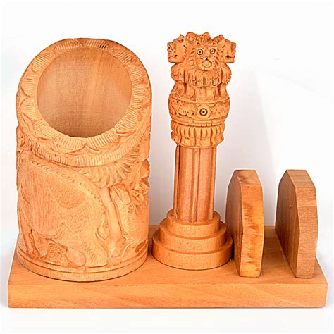 Buy Craft Trade Wooden Pen Stand With Ashok Stambha And Card Holder Online ₹649 From Shopclues