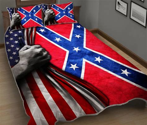 Confederate America Flag Quilt With Pillowcase Huth090701 Rosatee Inc