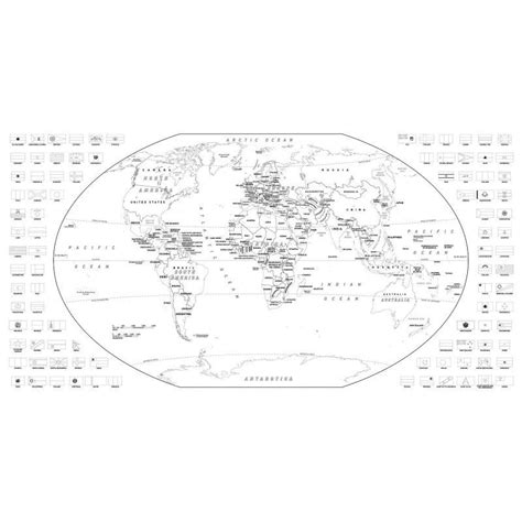 World Coloring Map Aux Quatre Points Cardinaux