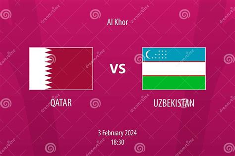 Qatar Vs Uzbekistan Scoreboard Broadcast Template For Soccer Asi Stock