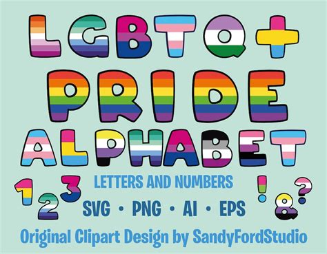 LGBT Alphabet Clipart Gay Pride Letters Numbers And Glyphs Queer