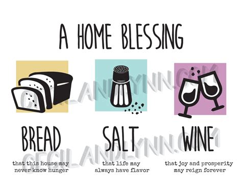 House Blessing Iconic Bread Salt Wine Quote Housewarming Gift