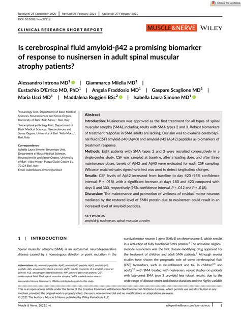 Pdf Is Csf Amyloidβ42 A Promising Biomarker Of Response To Nusinersen