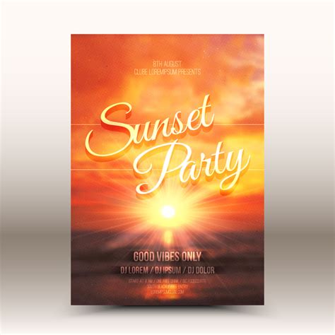 Sunset Party Flyer Template Vector 01 Free Download