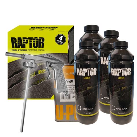 U Pol Black Raptor Bed Liner Tough Protective Coating 4l 2 Pack Kit