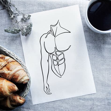 Man Line Art Male Body Line Drawing Abstract Naked Body Etsy