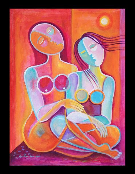 Expressionism Original Acrylic Painting Mother And Daughter Cubism Art