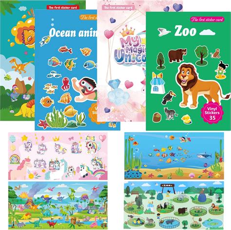 Livre d autocollants imperméables réutilisables pour enfants Lot de 3