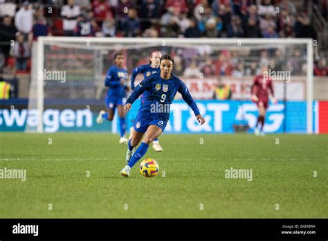 Mallory Pugh 9 Of Uswnt Controls Ball During Friendly Match Against