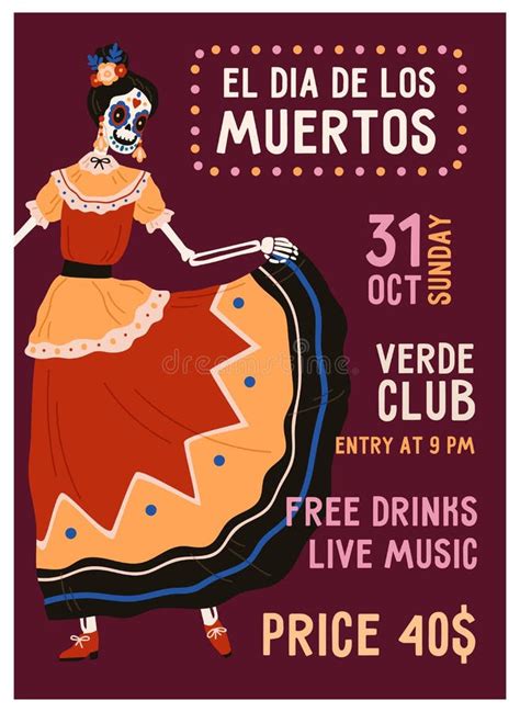 Poster Flyer Design For Dia De Los Muertos Day Of Dead Mexican Death