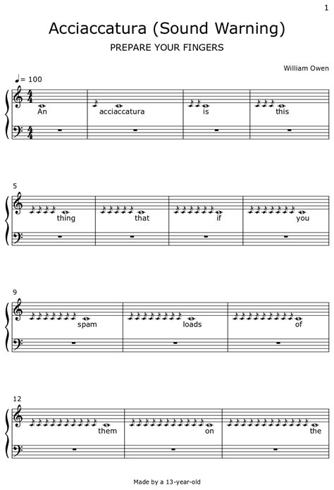 Acciaccatura (Sound Warning) - Sheet music for Piano