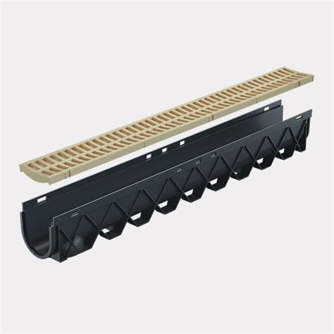 Storm Drain™ 1m Complete With Sandstone Plastic Grate Archipro Nz