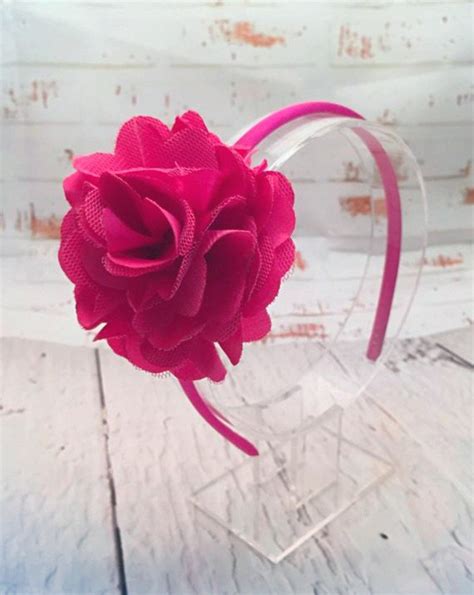 Hot Pink Flower Headband Shocking Pink Headband Flower Girl Etsy