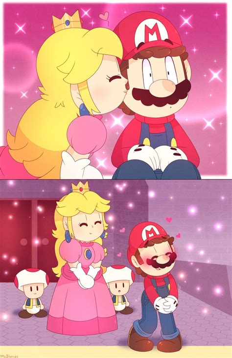 Mario And Princess Peach Kissing Super Mario Art