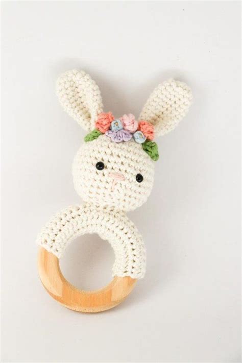 Crochet Bunny Teether Pattern With Flower Crown PDF Pattern Only