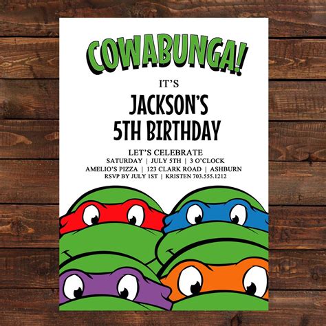 Free Online Ninja Turtle Invitation | Tkb Printables | Ninja Turtle ...