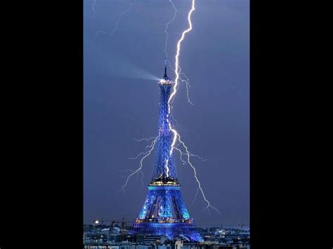 Lightning Striking The Eiffel Tower