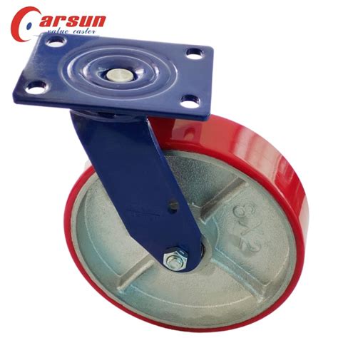 Carsun 200X50mm Iron Core Polyurethane Casters Heavy Duty 8 Inch Cast