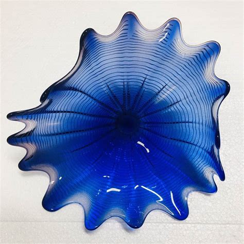 Hand Blown Murano Glass Wall Plates Blue Color D12inches Longree