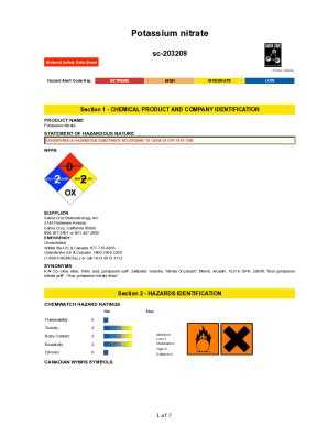 Fillable Online Potassium Nitrate Safety Data Sheet (SDS) Fax Email ...